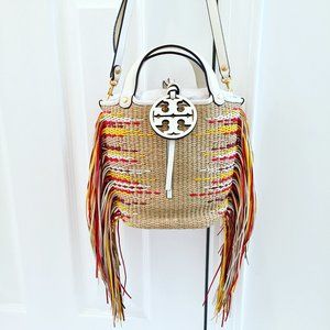 TORY BURCH MILLER FRINGE BUCKET BAG CROSSBODY NEW
